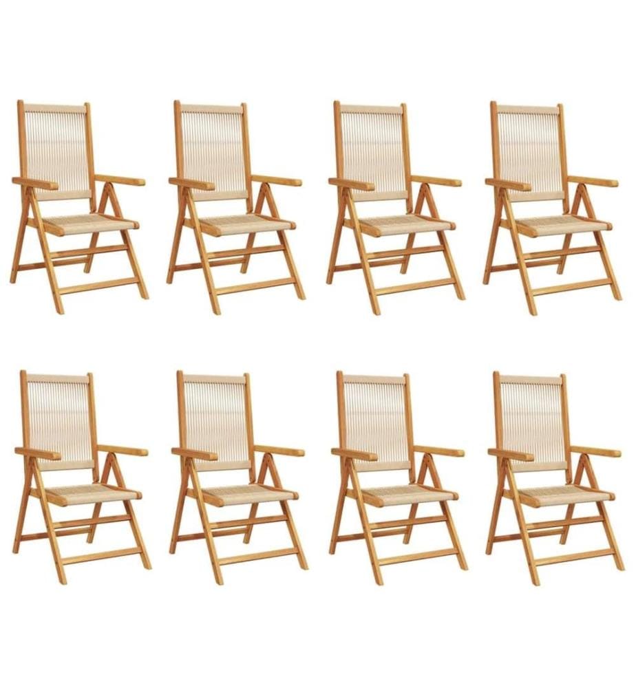Gartenstuhl Verstellbar 8 Stk. Beige Massivholz Akazie