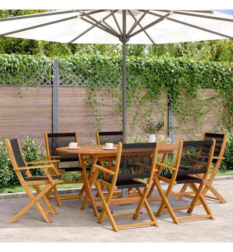Gartenstühle 6 Stk. Klappbar Schwarz Massivholz Akazie