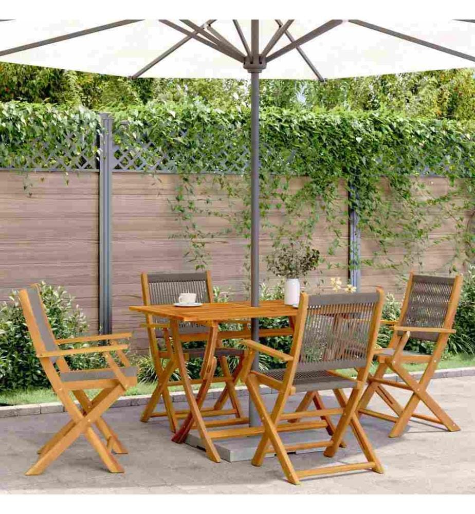 Chaises pliables de jardin 4 pcs gris bois d'acacia massif