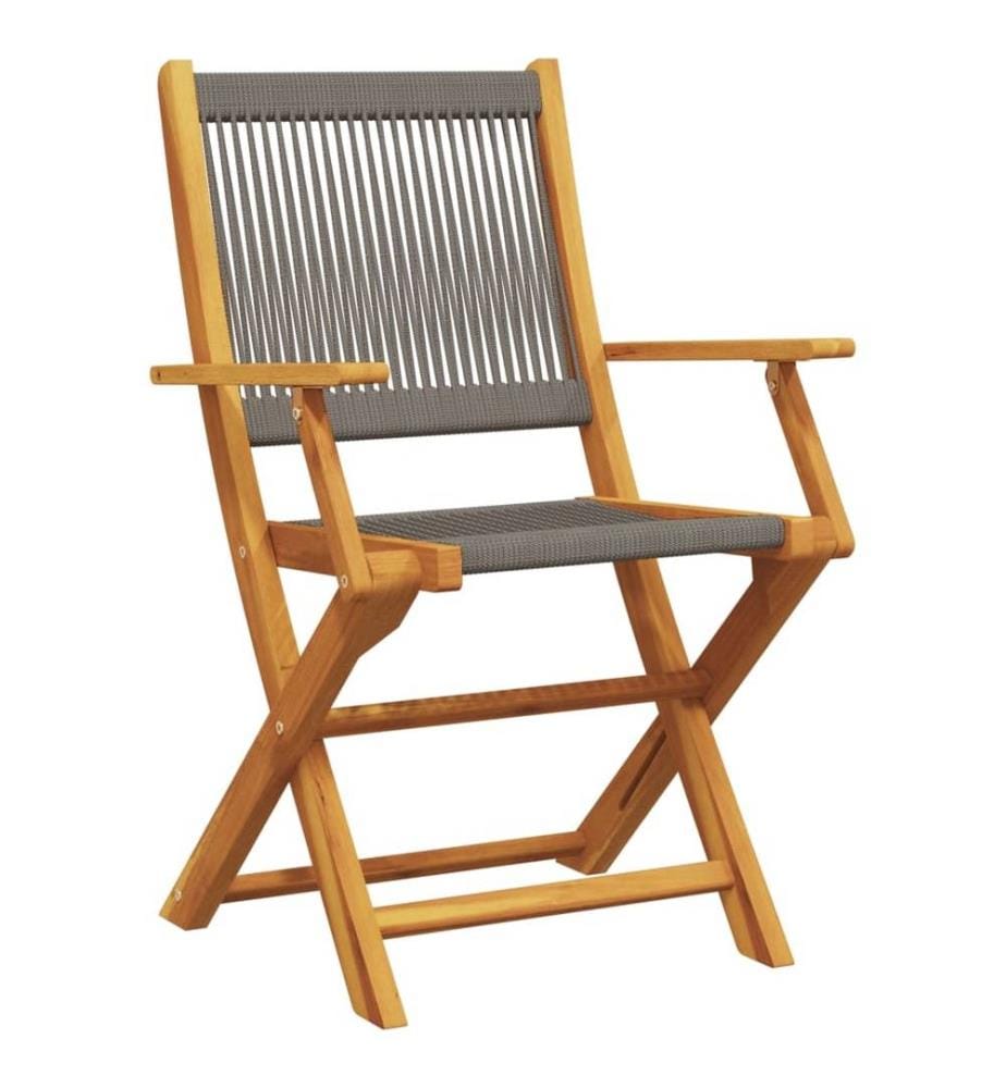 Chaises pliables de jardin 4 pcs gris bois d'acacia massif