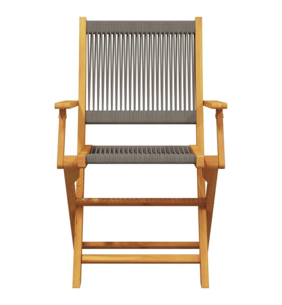 Chaises pliables de jardin 4 pcs gris bois d'acacia massif