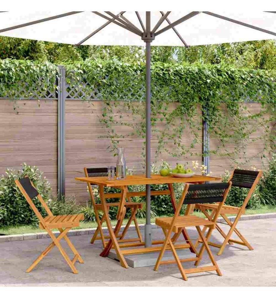 Chaises de jardin pliantes lot de 4 noir bois d'acacia massif