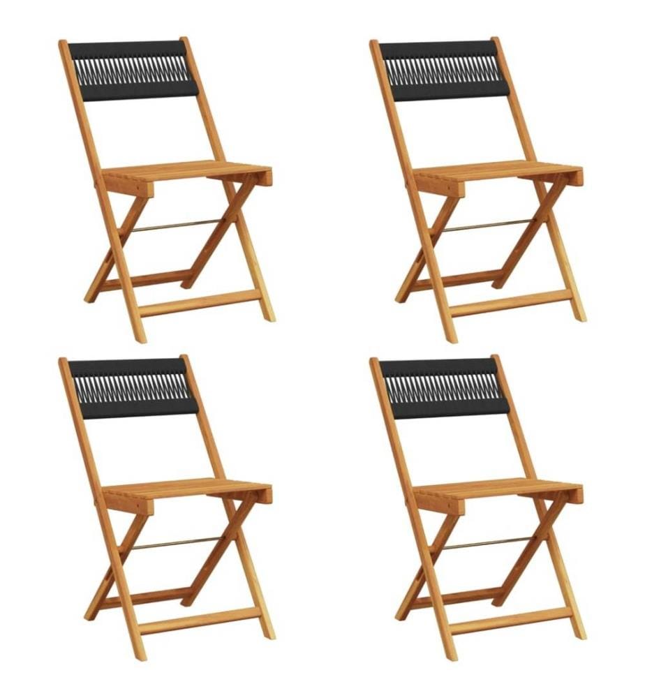 Chaises de jardin pliantes lot de 4 noir bois d'acacia massif