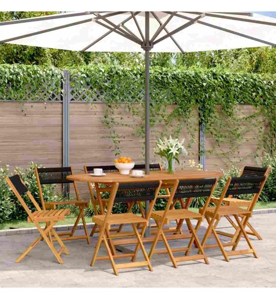 Chaises de jardin pliantes lot de 8 noir bois d'acacia massif