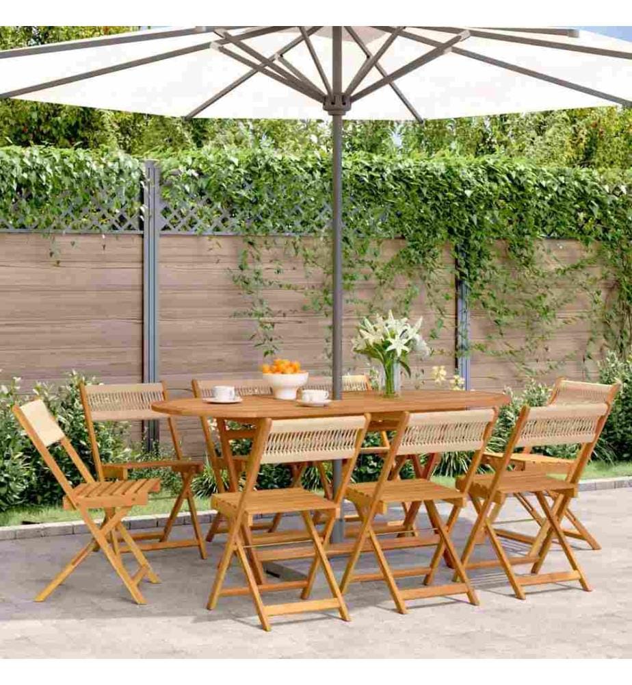 Gartenstühle 8 Stk. Klappbar Beige Massivholz Akazie