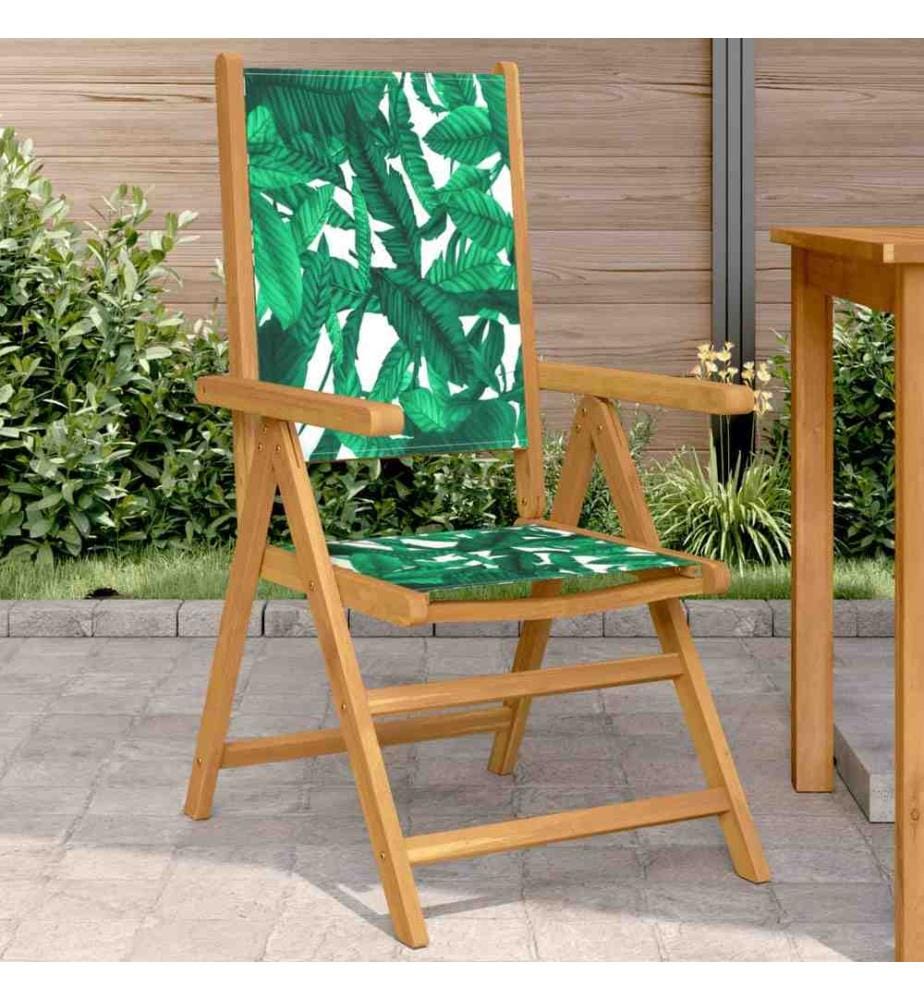 Gartenstühle 2 Stk. Blattmuster Massivholz Akazie & Stoff