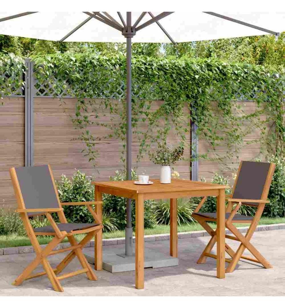Gartenstühle 2 Stk. Anthrazit Massivholz Akazie & Stoff