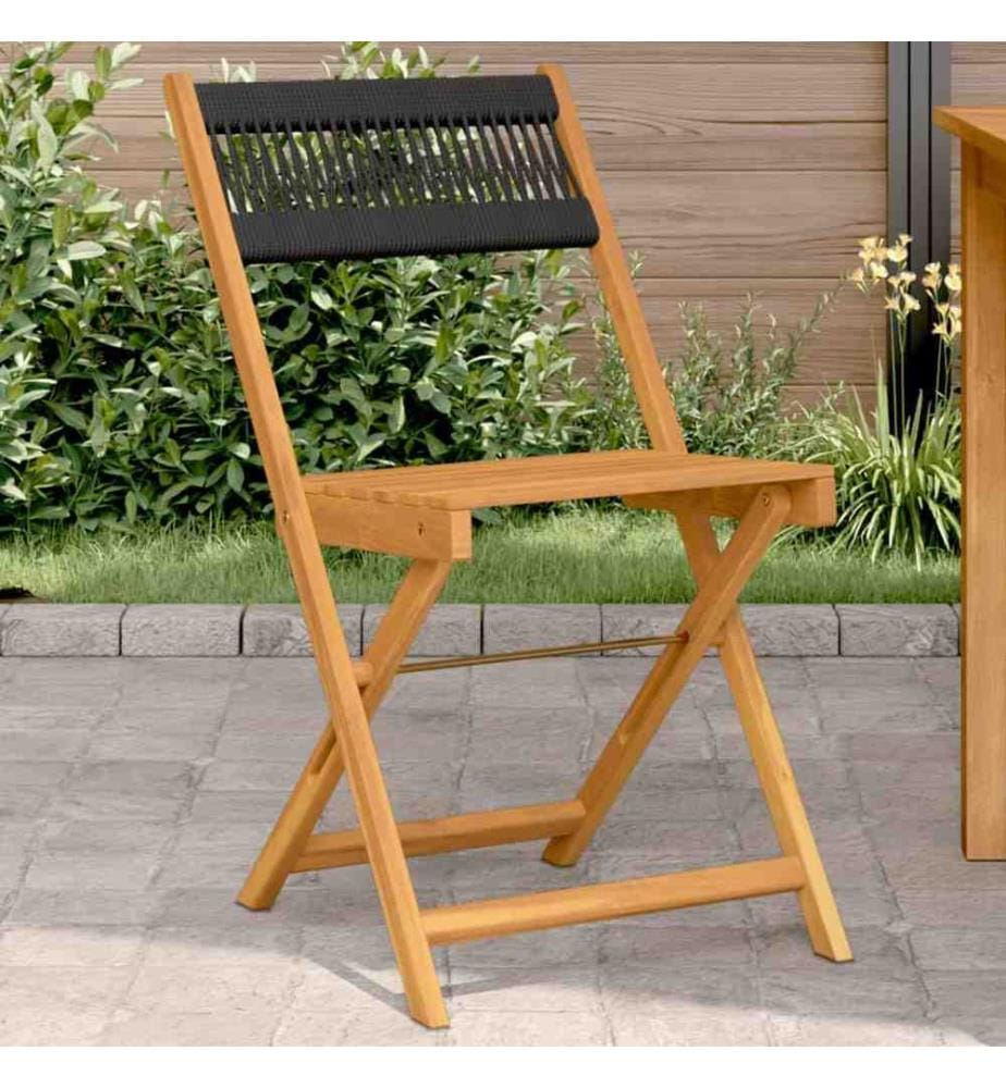 Chaises de bistrot lot de 2 noir bois d'acacia et polypropylène