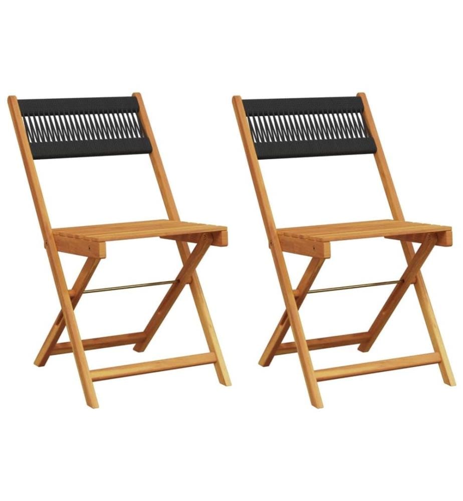 Chaises de bistrot lot de 2 noir bois d'acacia et polypropylène