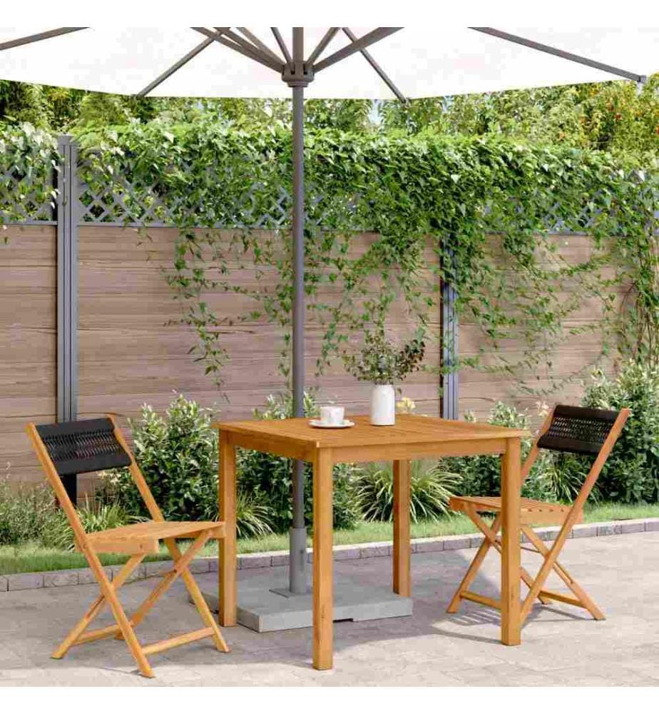 Chaises de bistrot lot de 2 noir bois d'acacia et polypropylène