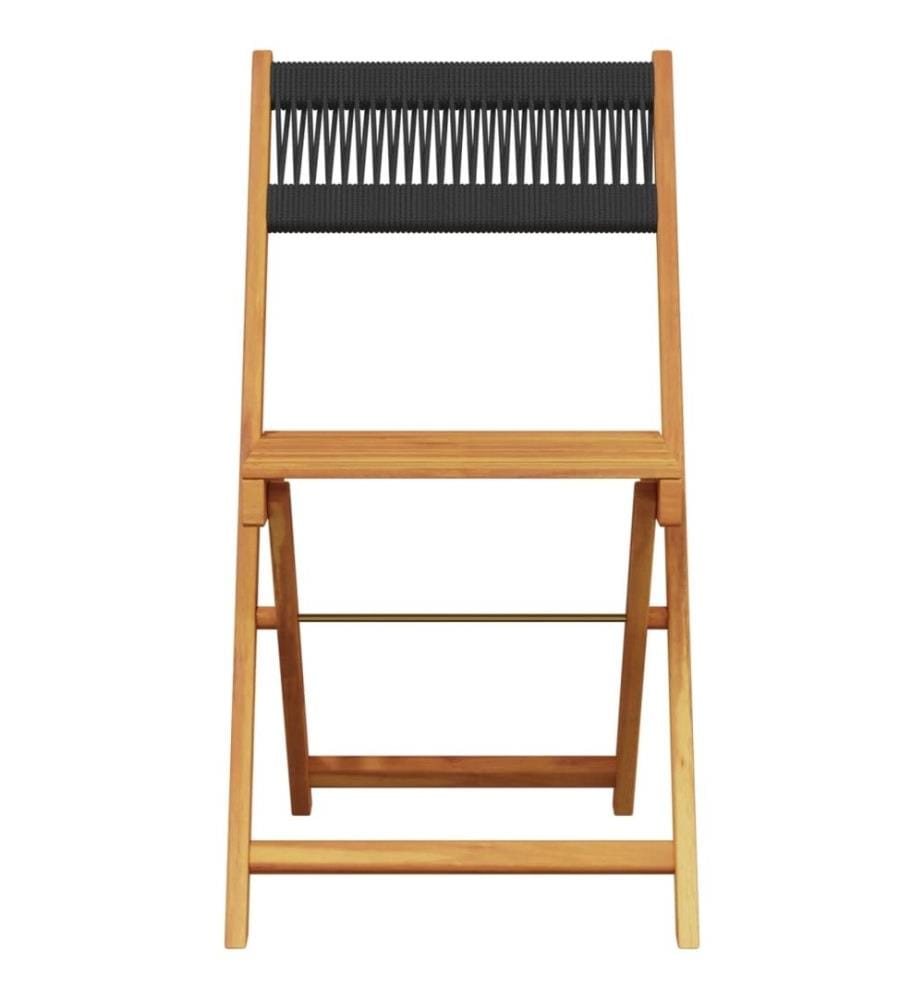 Chaises de bistrot lot de 2 noir bois d'acacia et polypropylène