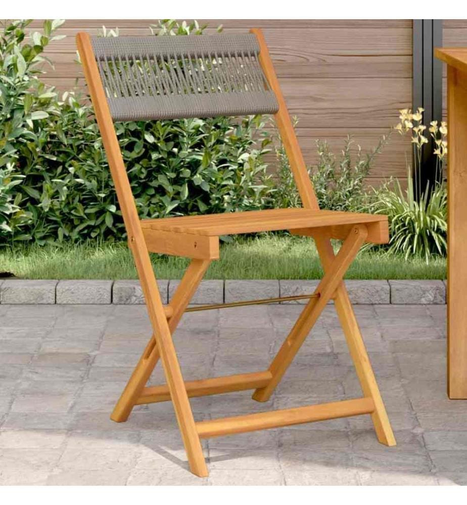 Chaises de bistrot lot de 2 gris bois d'acacia et polypropylène