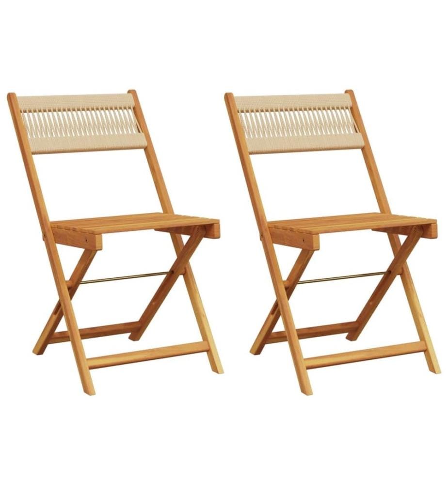 Chaises de bistrot lot de 2 beige bois acacia et polypropylène