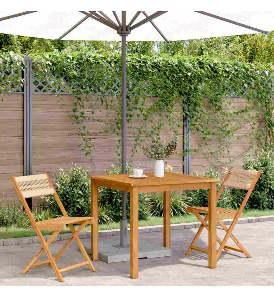 Chaises de bistrot lot de 2 beige bois acacia et polypropylène