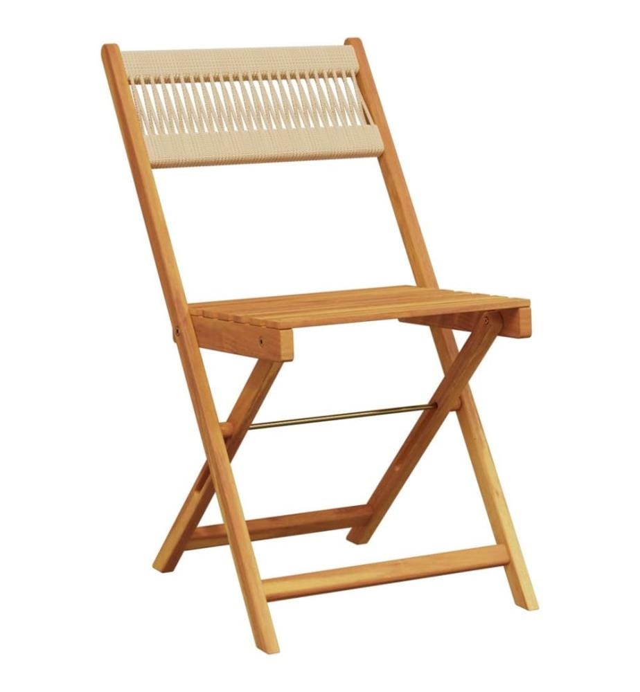 Chaises de bistrot lot de 2 beige bois acacia et polypropylène