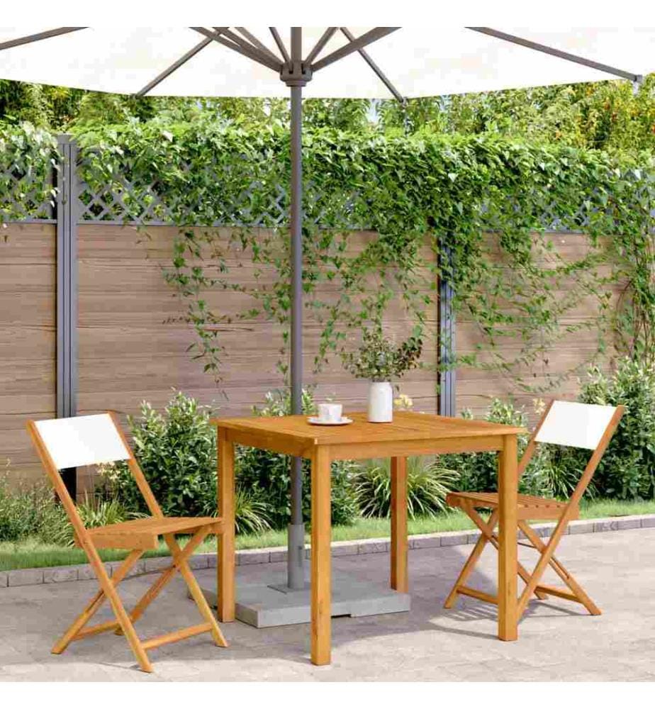 Chaises de bistrot lot de 2 blanc crème bois acacia et tissu