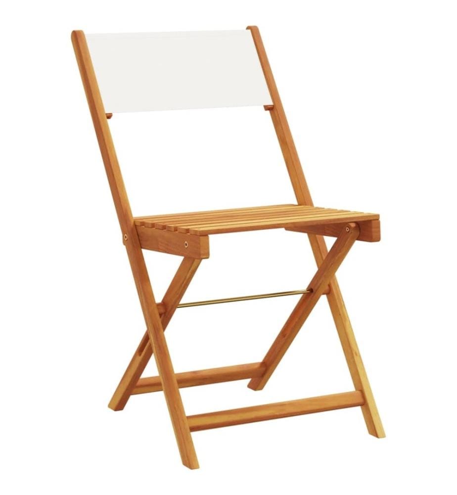 Chaises de bistrot lot de 2 blanc crème bois acacia et tissu
