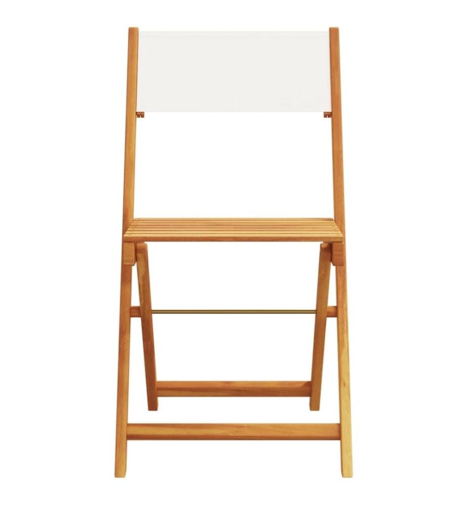 Chaises de bistrot lot de 2 blanc crème bois acacia et tissu