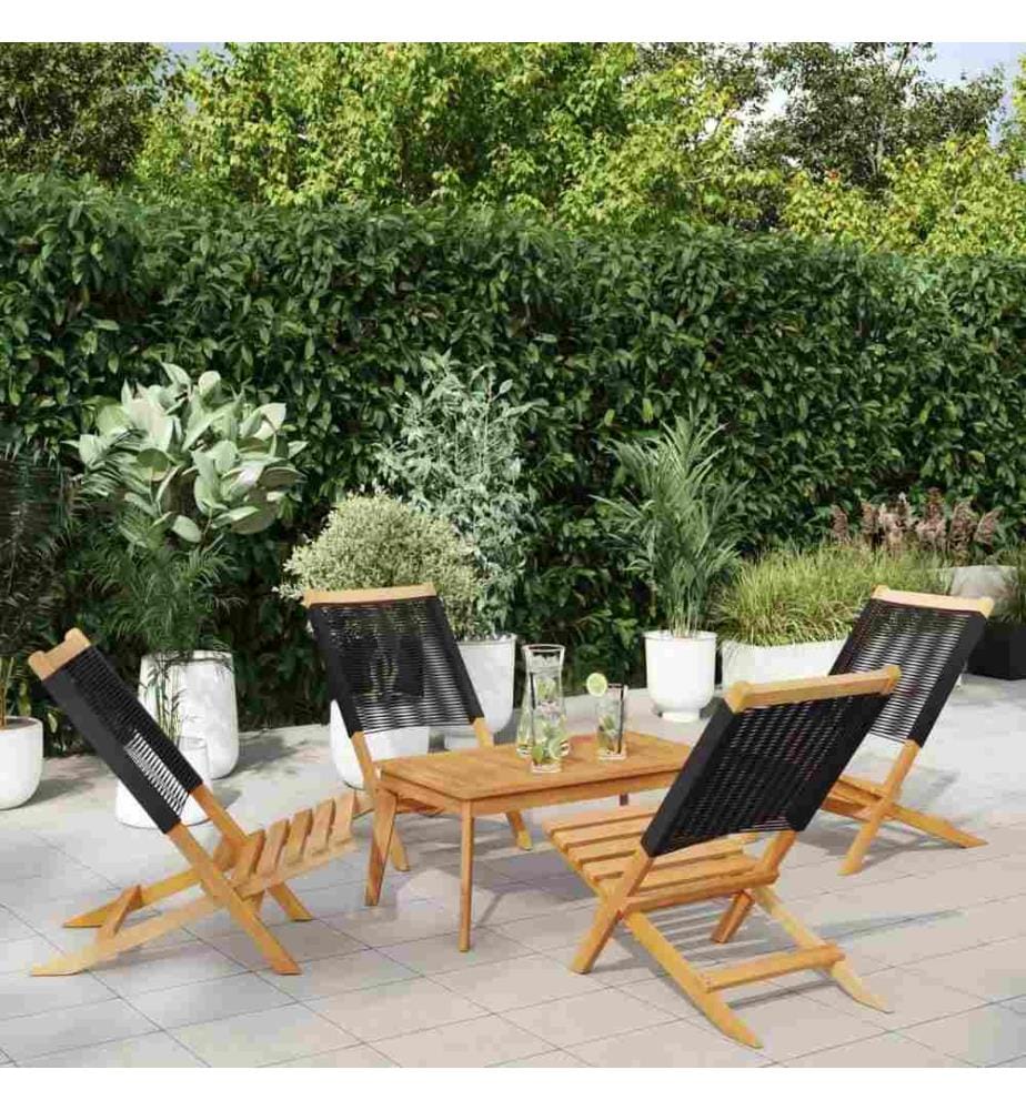 Chaises de jardin pliantes lot de 4 noir bois d'acacia massif