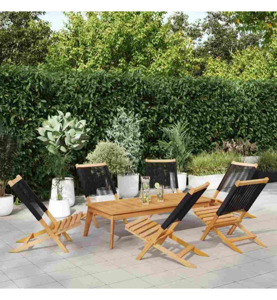 Chaises de jardin pliantes lot de 6 noir bois d'acacia massif