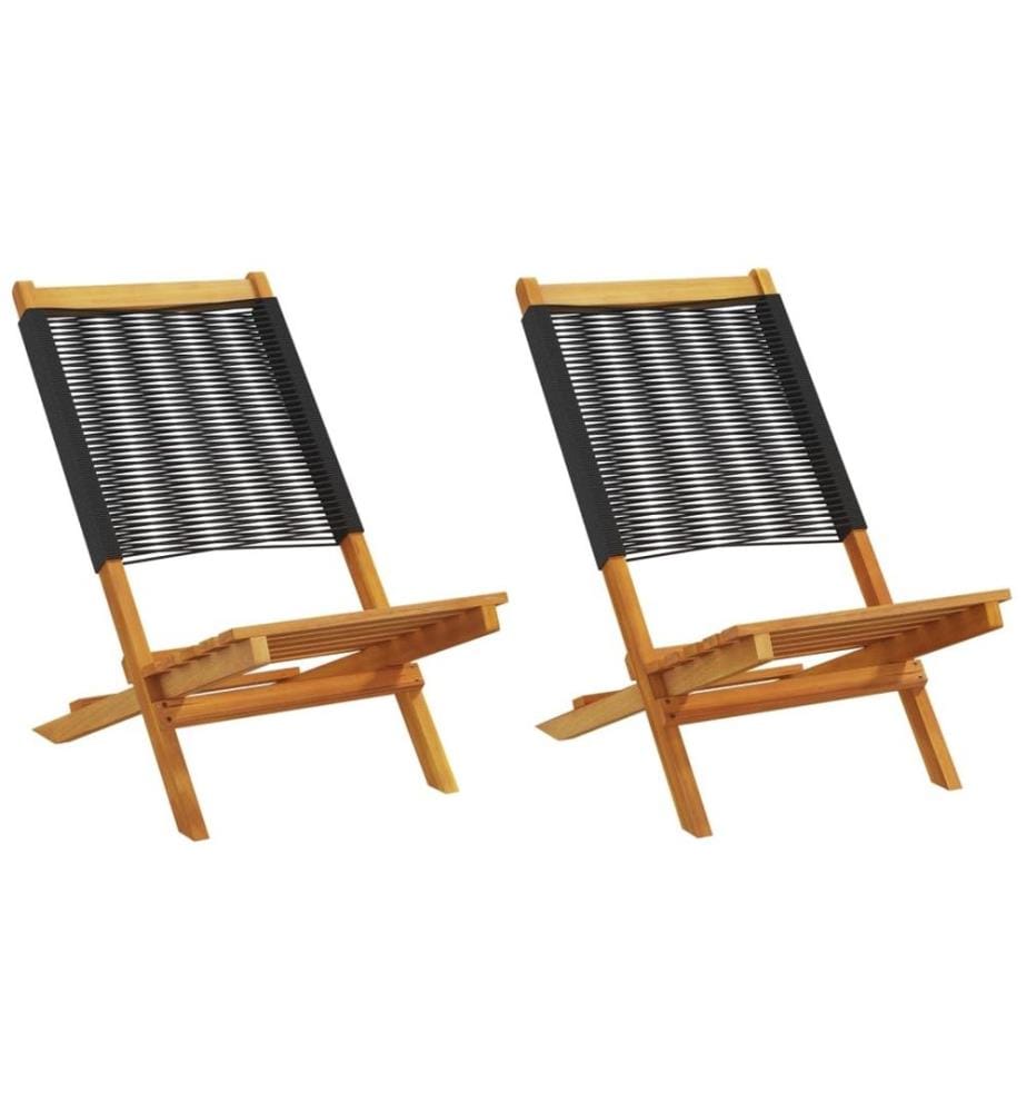Chaises de jardin lot de 2 noir bois d'acacia et polypropylène