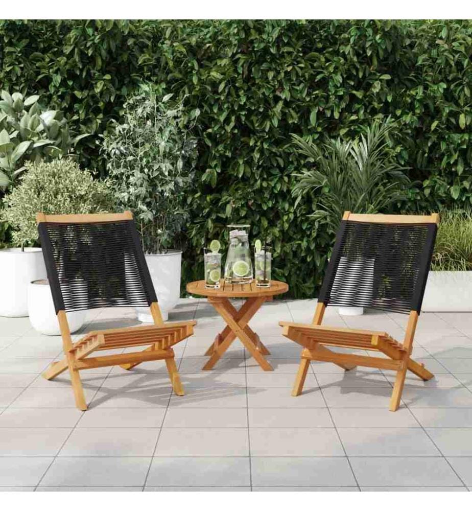 Chaises de jardin lot de 2 noir bois d'acacia et polypropylène