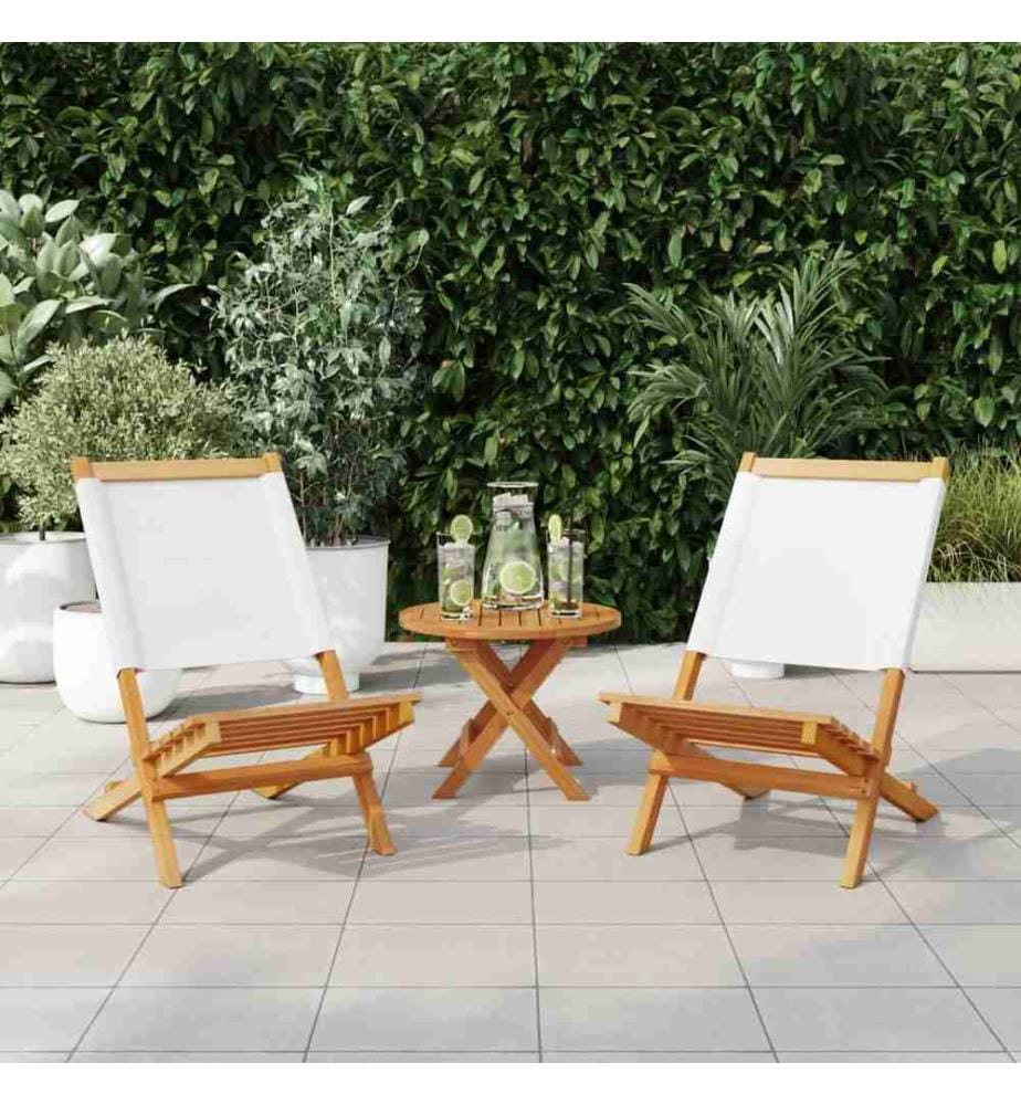 Gartenstühle 2 Stk. Weiss Massivholz Akazie & Stoff
