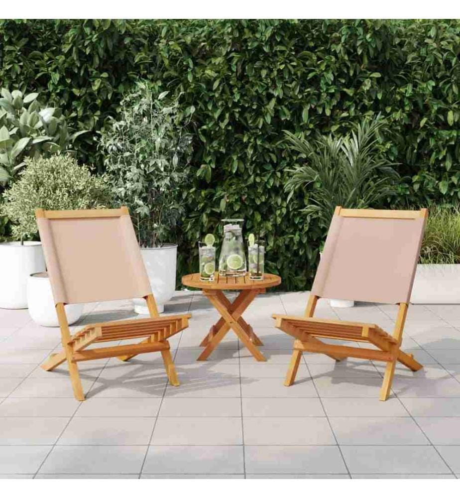 Gartenstühle 2 Stk. Taupe Massivholz Akazie & Stoff