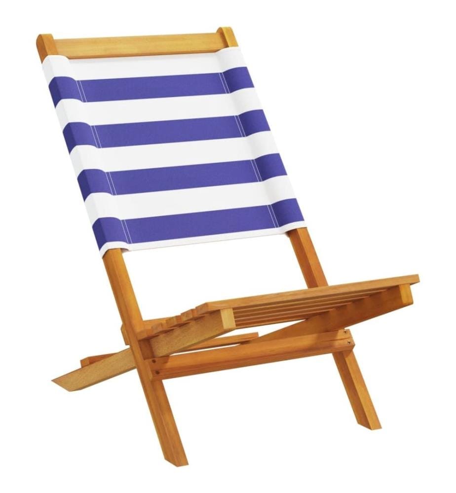 Chaises de jardin lot de 2 bleu/blanc bois acacia massif tissu