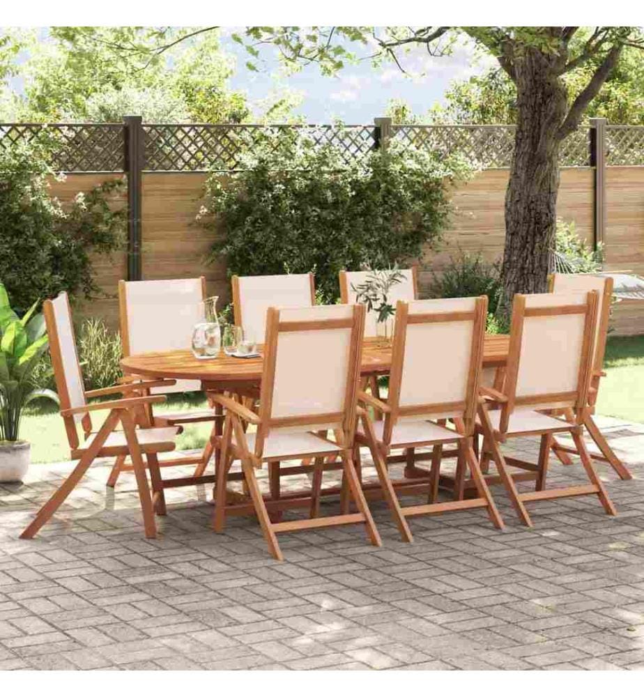 Chaises pliables de jardin lot de 8 bois d'acacia et textilène