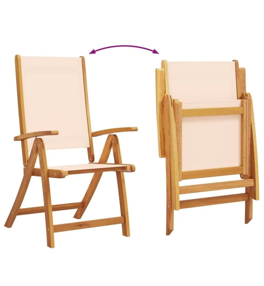 Chaises pliables de jardin lot de 8 bois d'acacia et textilène