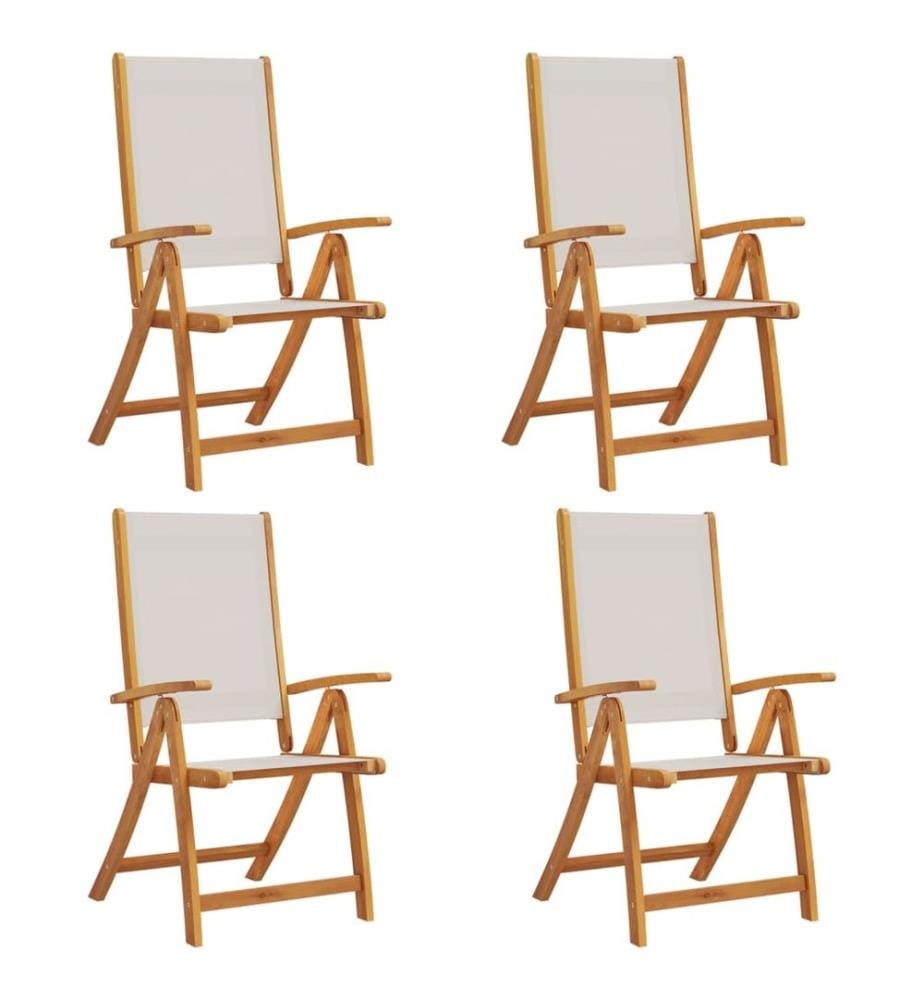 Chaises pliables de jardin lot de 4 bois d'acacia et textilène
