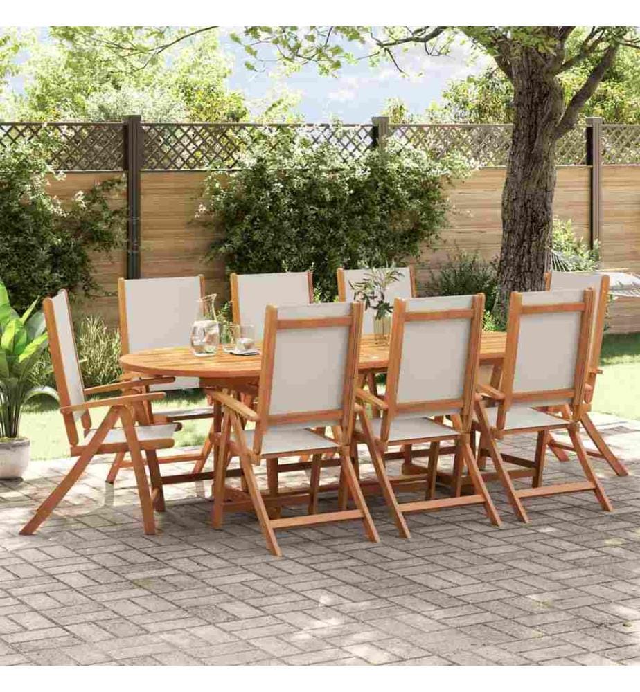 Chaises pliables de jardin lot de 8 bois d'acacia et textilène