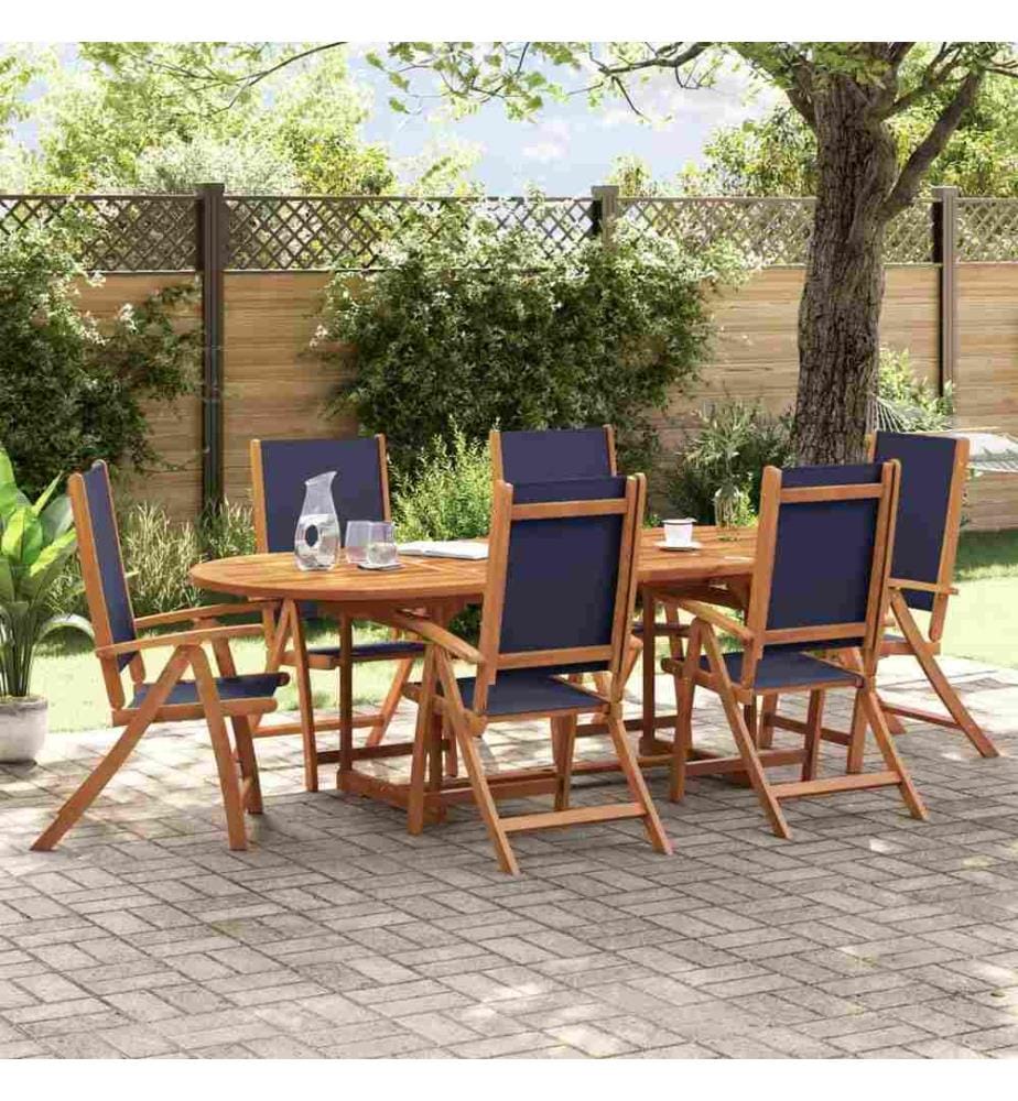 Chaises pliables de jardin lot de 6 bois d'acacia et textilène