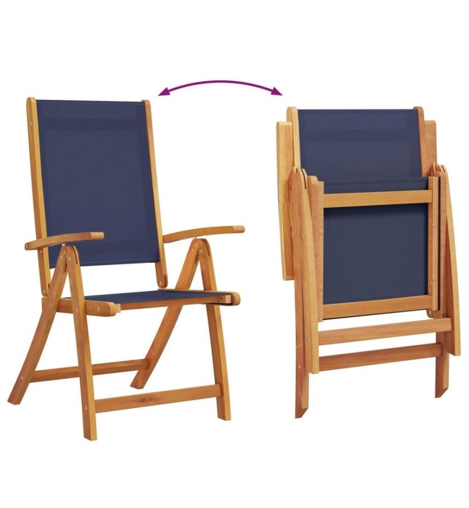 Chaises pliables de jardin lot de 6 bois d'acacia et textilène