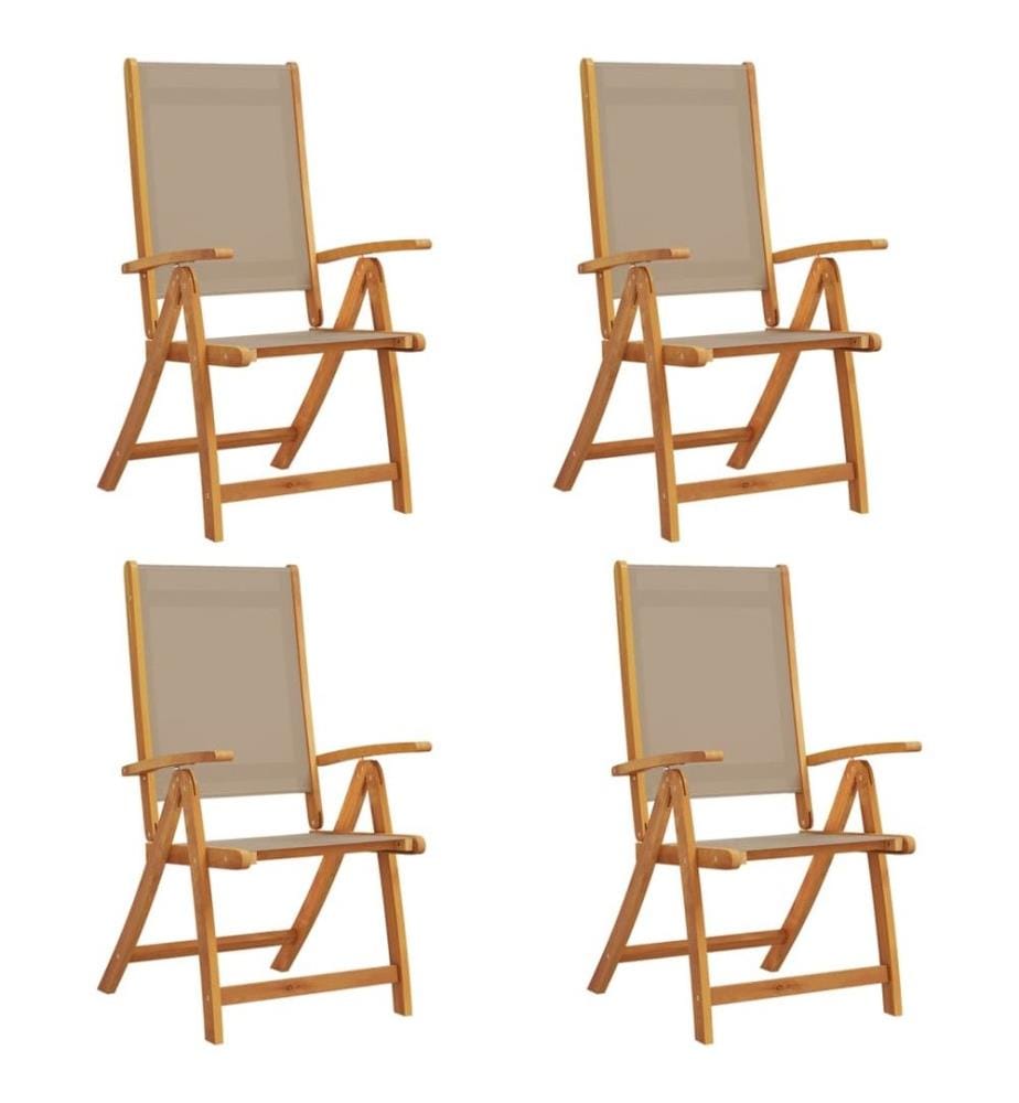 Chaises pliables de jardin lot de 4 bois d'acacia et textilène