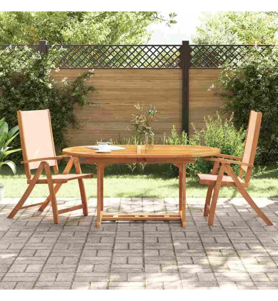 Chaises pliables de jardin lot de 2 bois d'acacia et textilène