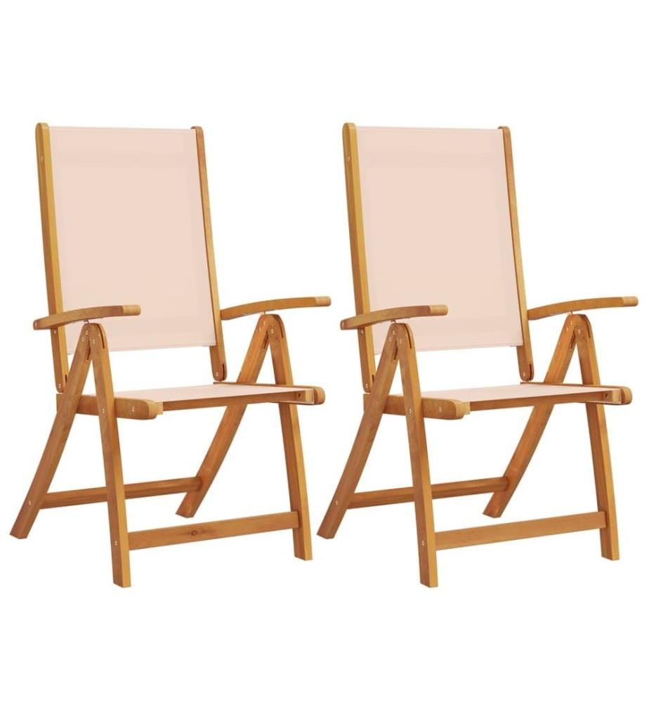 Chaises pliables de jardin lot de 2 bois d'acacia et textilène