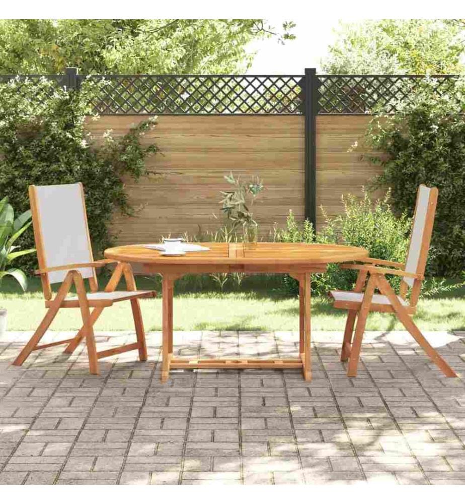 Chaises pliables de jardin lot de 2 bois d'acacia et textilène