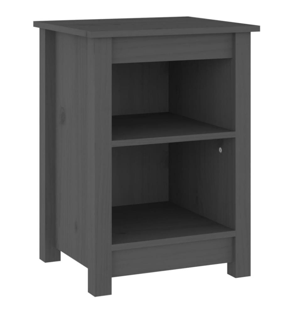 Nachttische 2 Stk. Grau 40x35x55 cm Massivholz Kiefer
