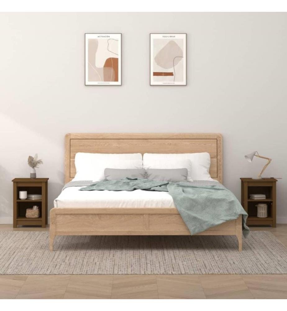 Nachttische 2 Stk. Honigbraun 40x35x55 cm Massivholz Kiefer