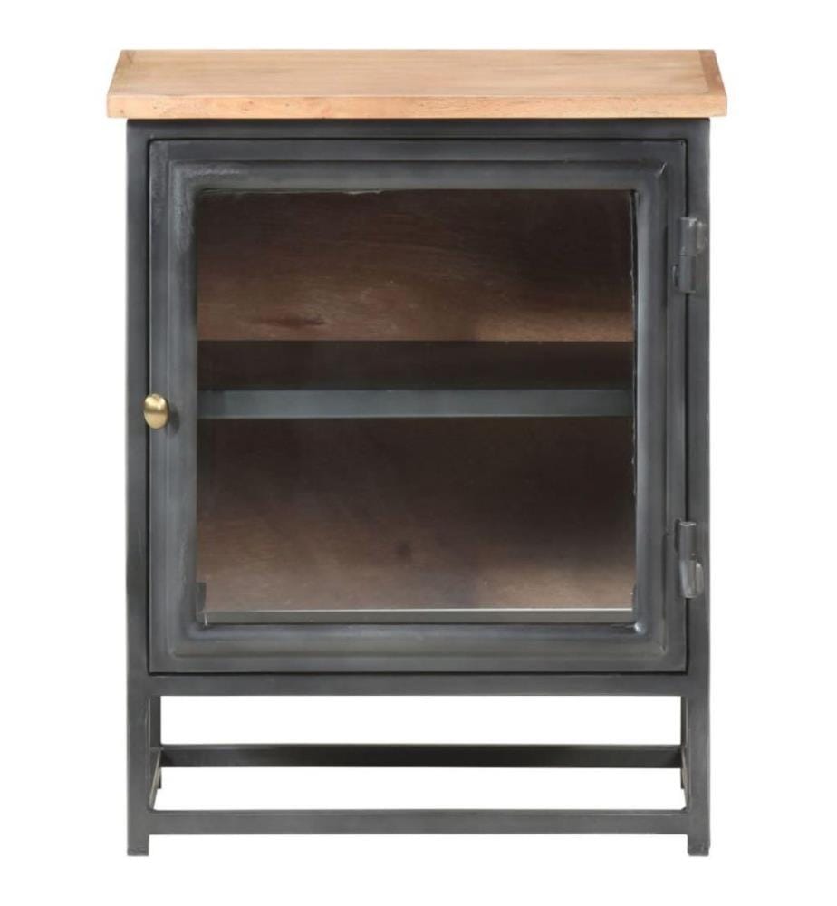 Nachttisch Grau 40x30x50 cm Massivholz Akazie