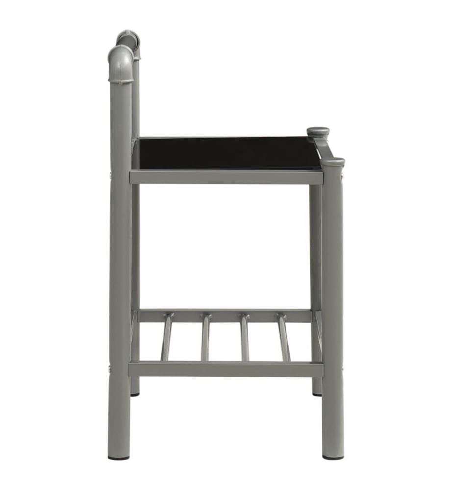 Nachttische 2 Stk. Grau und Schwarz Metall und Glas
