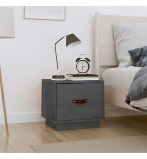 Table de chevet Gris 40x34x35 cm Bois de pin solide