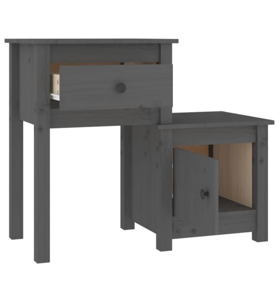 Nachttisch Grau 79,5x38x65,5 cm Massivholz Kiefer