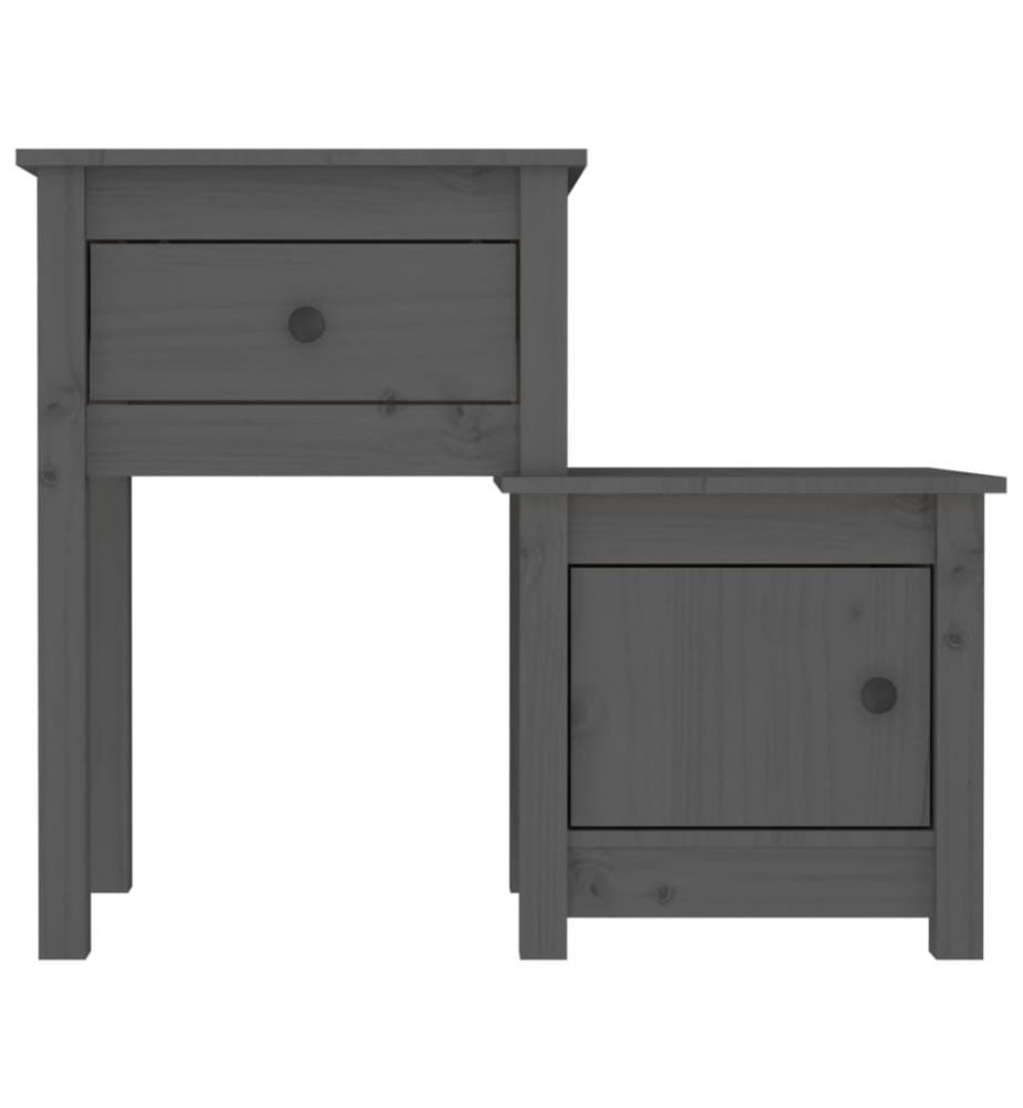 Nachttisch Grau 79,5x38x65,5 cm Massivholz Kiefer
