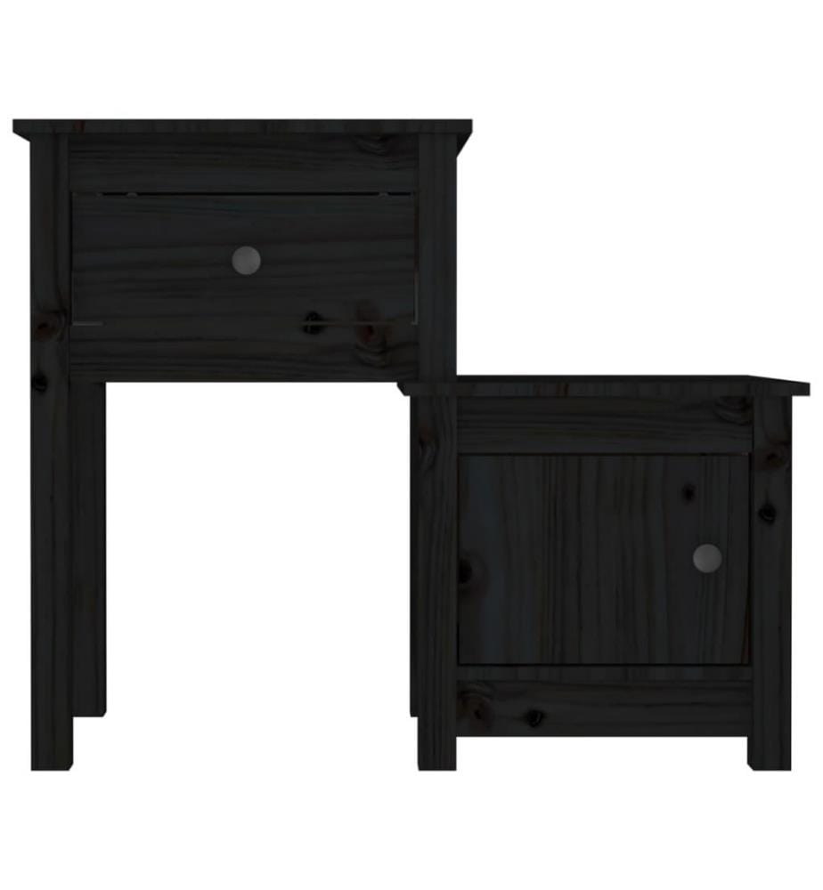Nachttisch Schwarz 79,5x38x65,5 cm Massivholz Kiefer