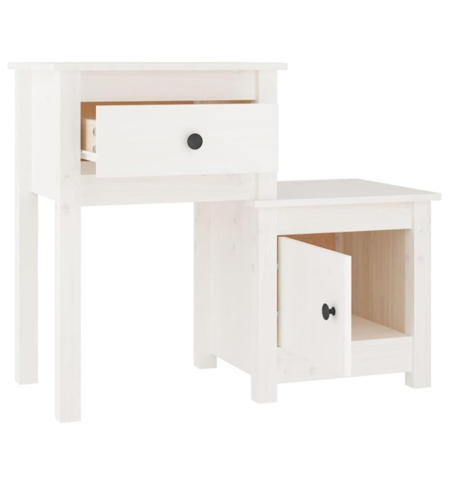 Nachttische 2 Stk. Weiss 79,5x38x65,5 cm Massivholz Kiefer