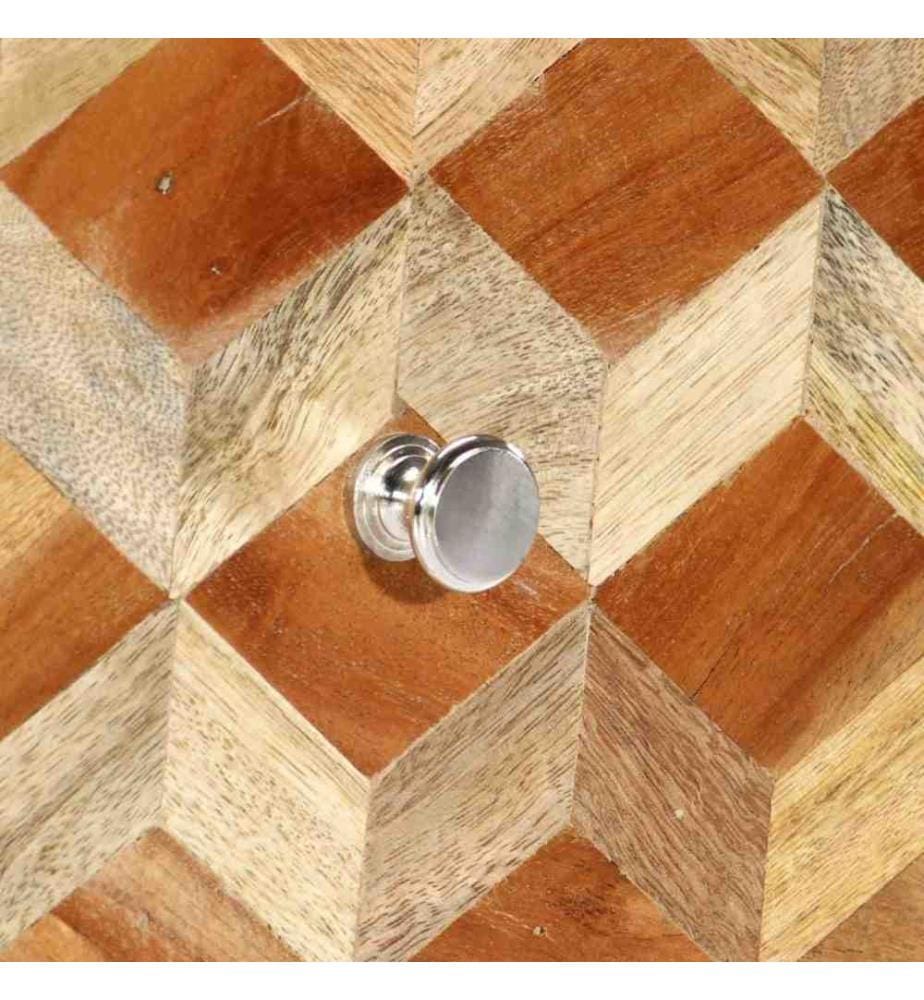 Nachttisch Grau 40x30x50 cm Massivholz Mango