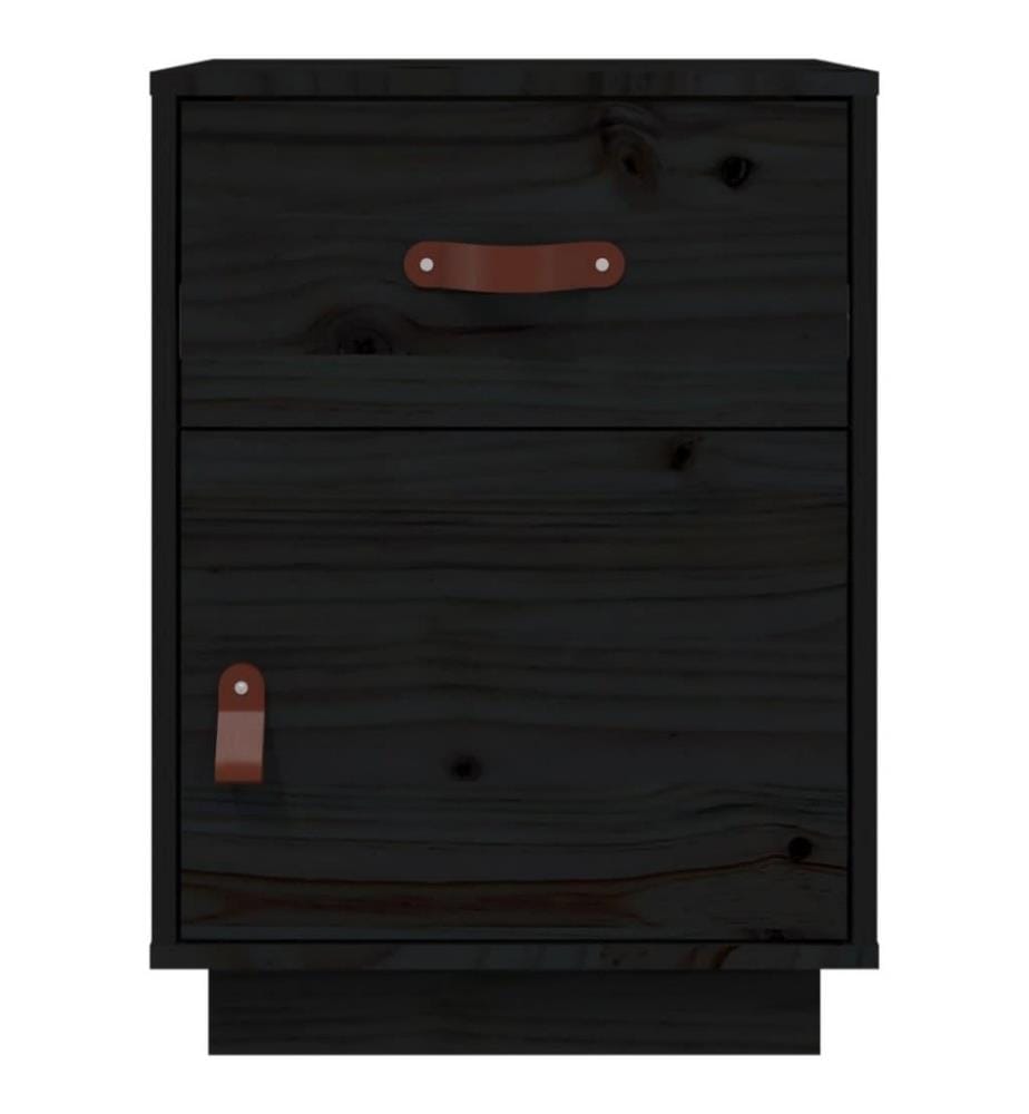 Nachttisch Schwarz 40x34x55 cm Massivholz Kiefer